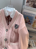 Ndyad Pink V-Neck Cardigan Sweater HZ1024