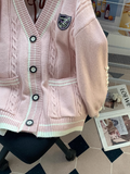 Ndyad Pink V-Neck Cardigan Sweater HZ1024