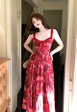 Ndyad tea break rose print suspender dress HZ1024
