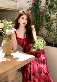 Ndyad tea break rose print suspender dress HZ1024