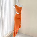 Ndyad sleeveless dress with ruffled slits HZ1024