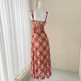 Ndyad retro plaid suspender tea dress HZ1024