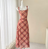 Ndyad retro plaid suspender tea dress HZ1024