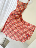 Ndyad retro plaid suspender tea dress HZ1024