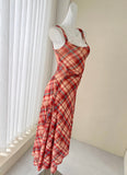 Ndyad retro plaid suspender tea dress HZ1024