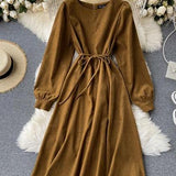 Ndyad Round Neck Long Sleeve Dress HZ1024