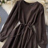 Ndyad Round Neck Long Sleeve Dress HZ1024