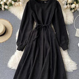 Ndyad Round Neck Long Sleeve Dress HZ1024