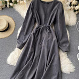 Ndyad Round Neck Long Sleeve Dress HZ1024
