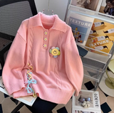 Ndyad style polo collar cute sweet long sleeve sweater HZ1024