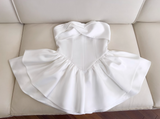 Ndyad White Strapless Short Prom Dress for Party&Birthday??Elegant Evening Dress HZ1024