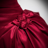 Ndyad A-line off-the-shoulder satin long prom dress, burgundy formal long dress HZ1024