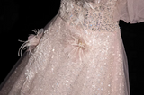 Ndyad A-line off-shoulder sequined tulle long prom dress, pink formal long dress HZ1024