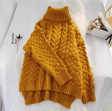 Ndyad loose lazy style high collar twist pullover sweater HZ1024