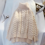 Ndyad loose lazy style high collar twist pullover sweater HZ1024