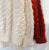 Ndyad loose lazy style high collar twist pullover sweater HZ1024
