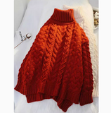 Ndyad loose lazy style high collar twist pullover sweater HZ1024
