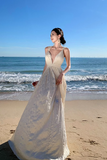 Ndyad A-line halterneck long dress, backless beach dress HZ1024