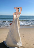 Ndyad A-line halterneck long dress, backless beach dress HZ1024