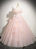 Ndyad A-Line Off Shoulder Tulle Long Prom Dress, Lovely Evening Sweet 16 Dress HZ1024