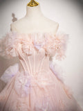 Ndyad A-Line Off Shoulder Tulle Long Prom Dress, Lovely Evening Sweet 16 Dress HZ1024