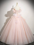 Ndyad A-Line Off Shoulder Tulle Long Prom Dress, Lovely Evening Sweet 16 Dress HZ1024