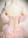 Ndyad A-Line Off Shoulder Tulle Long Prom Dress, Lovely Evening Sweet 16 Dress HZ1024