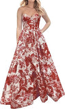 Ndyad A-Line Sweetheart Floral Printed Long Prom Dresses HZ1024