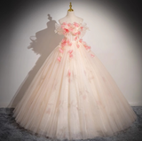 Ndyad A-line Off-Shoulder Tulle Long Prom Dress, Sweet 16 Dress HZ1024