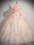 Ndyad A-line Off-Shoulder Tulle Long Prom Dress, Sweet 16 Dress HZ1024