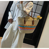 Ndyad striped straw bag beach seaside holiday large capacity handbag HZ1024