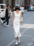 Ndyad Sleeveless Square Neck Suspender Dress HZ1024