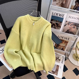 Ndyad style double-head zipper soft waxy sweater jacket loose casual outer wear knitted cardigan HZ1024