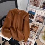 Ndyad style double-head zipper soft waxy sweater jacket loose casual outer wear knitted cardigan HZ1024