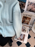 Ndyad style double-head zipper soft waxy sweater jacket loose casual outer wear knitted cardigan HZ1024