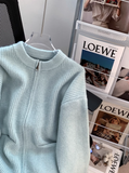 Ndyad style double-head zipper soft waxy sweater jacket loose casual outer wear knitted cardigan HZ1024