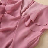 Ndyad V-Neck Chiffon Pleated Sleeveless Back Zippered Long Prom Dress Beautiful Party Dress HZ1024