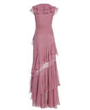 Ndyad V-Neck Chiffon Pleated Sleeveless Back Zippered Long Prom Dress Beautiful Party Dress HZ1024