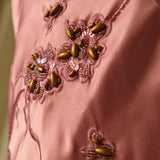 Ndyad A-line Pink Spaghetti Strap Satin Applique Retro Prom Dress Birthday Party Dress HZ1024
