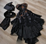 Ndyad A-line Pink Spaghetti Strap Satin Applique Retro Prom Dress Birthday Party Dress HZ1024