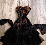 Ndyad A-line Pink Spaghetti Strap Satin Applique Retro Prom Dress Birthday Party Dress HZ1024