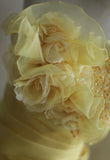Ndyad Yellow A-Line Strapless Organza Wedding Dress with Appliques and Rhinestones Long Evening Gown HZ1024