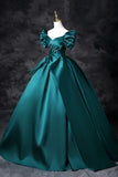 Ndyad A-Line Off the Shoulder Satin Long Prom Dress, Elegant Evening Dress HZ1024