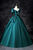 Ndyad A-Line Off the Shoulder Satin Long Prom Dress, Elegant Evening Dress HZ1024