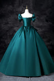 Ndyad A-Line Off the Shoulder Satin Long Prom Dress, Elegant Evening Dress HZ1024