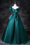 Ndyad A-Line Off the Shoulder Satin Long Prom Dress, Elegant Evening Dress HZ1024