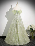 Ndyad A-Line Off the Shoulder Glittering Tulle Sequins Long Prom Dress Sweet 16 Dress HZ1024