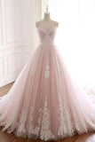 Ndyad A Line Spaghetti Strap Tulle Beaded Long Prom Dress Sweet Applique Wedding Dress HZ1024