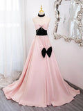 Ndyad Sweetheart Neck Satin Pink Long Prom Dress, Pink Long Formal Dress HZ1024