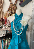 Ndyad A-line Halter Satin Prom Dress Sexy Sleeveless Party Dress HZ1024